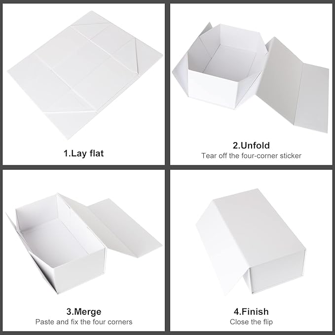 White Gift Box 10" x 6" x 3" with Magnetic Closure Lid Gift Boxe for Presents,Bridesmaid Gifts Boxes,Cute Box,Birthday Box,Luxury for Gift Packaging, Magnetic Gift Boxe for Wrapping Gifts (White)