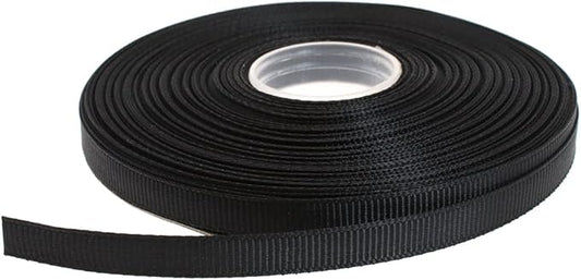 Solid Grosgrain Ribbon 25 Yard Each Roll 100% Polyester Woven Edge (1/4", Black)