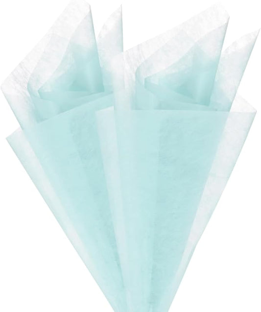 M METERXITY 152-Sheet Korean Cotton Wrapping Flower Paper, 11.8 Inch/ 30cm Waterproof Floral Wrapping Cotton Paper for Bouquets/Gift Packaging [Sky Blue]
