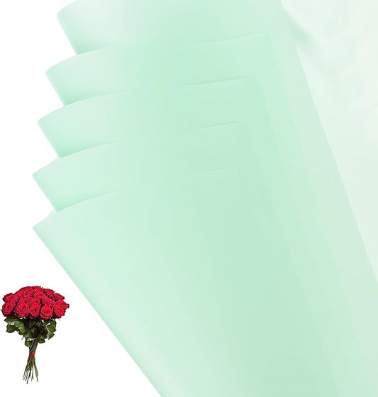 PATIKIL 22.8 x 22.8 Inch Flower Wrapping Paper, 20 Pcs Iridescent Double Sided Florist Bouquet Packaging Waterproof Florist Supplies DIY Crafts Gift Packaging Gift Box Wedding, Light Green
