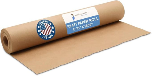 Craft Paper Roll, Bulletin Board Paper, 17.75 Inches x 1800 Inches Brown Paper Roll, Jumbo Butcher Paper Roll, Eco Friendly Kraft Paper Roll, Brown Wrapping Paper for Christmas Gifts, Shipping Paper