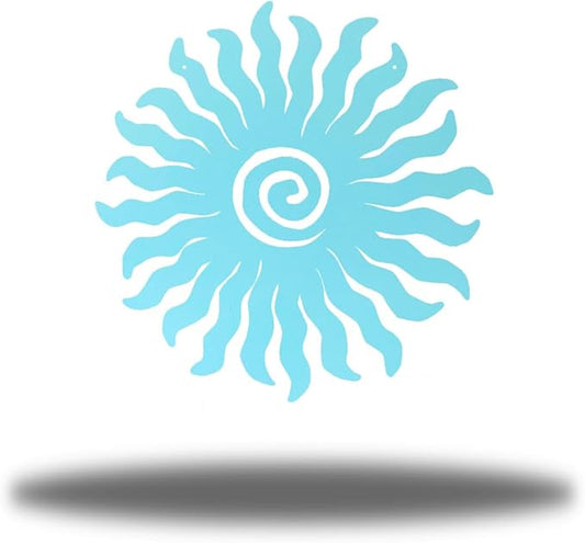 Riverside Designs Sunburst Metal Wall Art Steel Outdoor Decor - Heavy-Duty and Waterproof - Made in USA (18", Sea Foam)