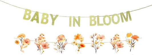 JENSENLIN Baby in Bloom Banner Kit, Wildflower Theme Baby Shower Decorations, Floral Party Banner with Autumn Colors,for Boy Girl Birthday Decorations.