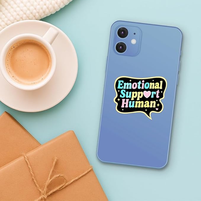 HANDICHI Design 5-Pack 3 Inch Emotional Support Human Stickers – Positive Affirmation Vinyl Decals for Laptops, Water Bottles, Journals and Scrapbooks – Cute Mental Health Self Care Sticker Pack