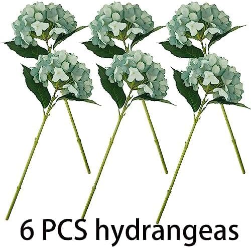 Hydrangea Artificial Flowers,Faux Hydrangea Flowers,Artificial Hydrangeas Flowers with Stems,Fake Hydrangeas,Silk Hydrangeas Flowers with Stems for Home Decor (10, Fall Blue)
