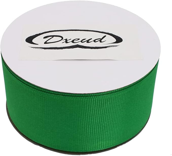 Solid Grosgrain Ribbon 25 Yard Each Roll 100% Polyester Woven Edge (1/1-2", Green)