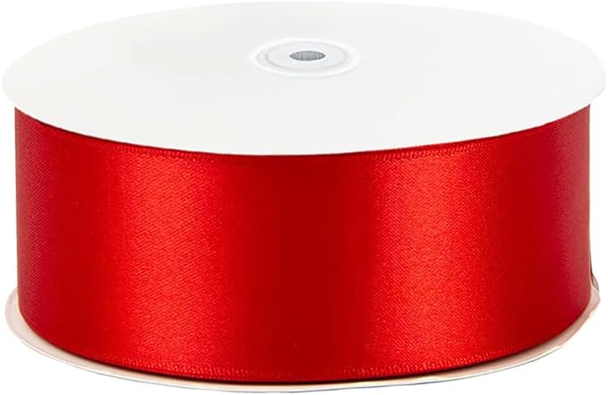 LIUYAXI Hot Red Double Faced Satin Ribbon, 2" X Continuous 50 Yards, Fabric Ribbon Use for Bows Bouquet,Christmas Gift Wrapping,Floral Arrangement