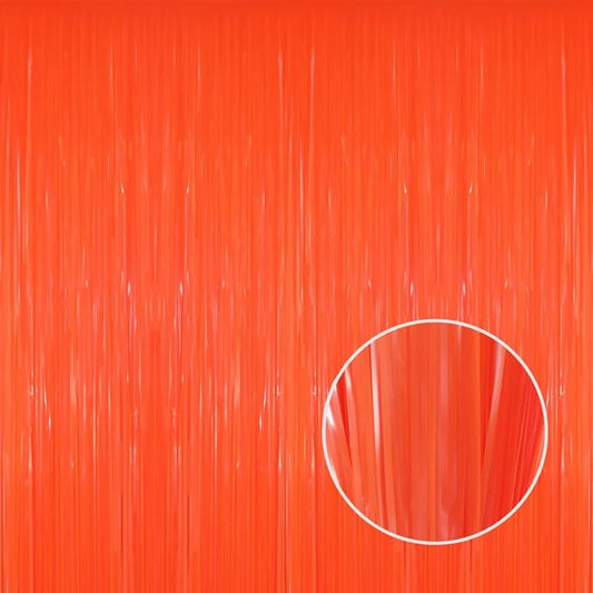 GOER 3.2 ft x 8.2 ft Metallic Tinsel Foil Fringe Curtains Party Photo Backdrop Party Streamers for Birthday,Graduation,New Year Eve Decorations Wedding Decor(5 Packs,Candy Tangerine)