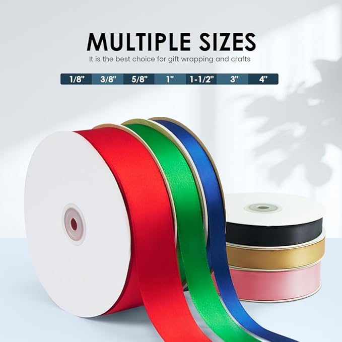 1-1/2" Wide x 100 Yards Single Faced Polyester Yellow Satin Ribbon, Perfect for Wedding, Gift Wrapping, Bow Making & Other Projects (Yellow)