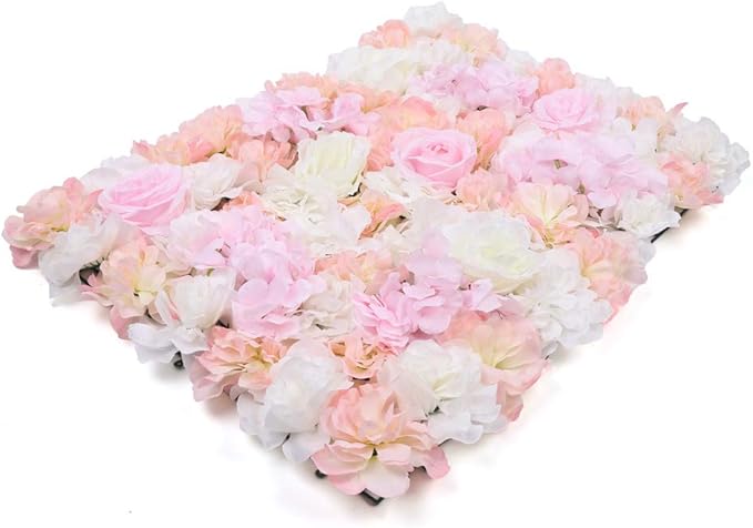 10Pcs 23.62"x 15.74" Artificial Flower Wall Panels,Flower Wall Mat Silk Flower Panels for Outdoor Garden Backyard Fence Fence Privacy Screen and Indoor Wall Decor(Light Pink,10Pcs)