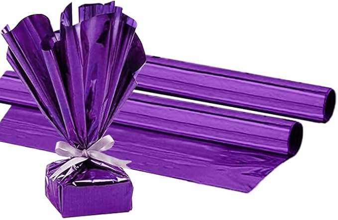 PMU (2 Gift Wrap Mylar Roll Metallic Purple 2-sided, 24 Inches X 25 Ft Roll 1.4 Mil Highly Reflective Mylar Film, Great for Gifts, Birthdays, Christmas, Baskets, Arts & Crafts