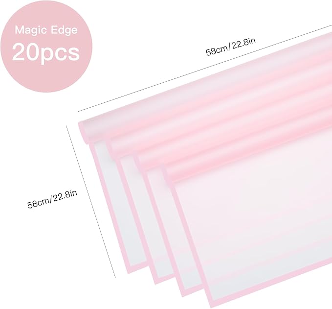 HYSSINOWRAP20 sheets flower wrapping paper. Flower packaging bouquet wrapping paper., 22.8 * 22.8 inches (PINK)