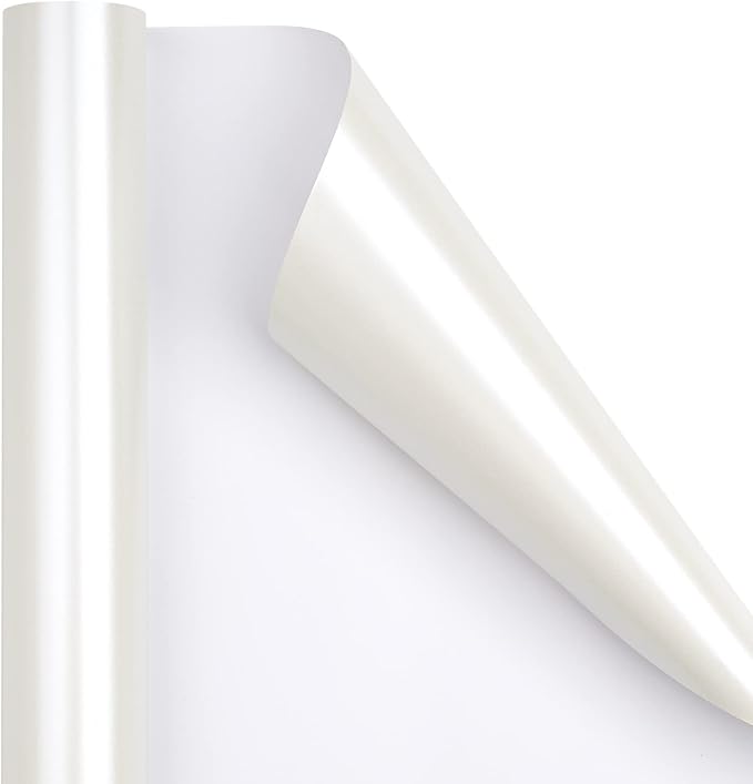 RUSPEPA Off White Metallic Wrapping Paper - Solid Color Matte Paper Perfect for Wedding, Birthday, Christmas, Baby Shower - 17 Inches X 32.8 Feet