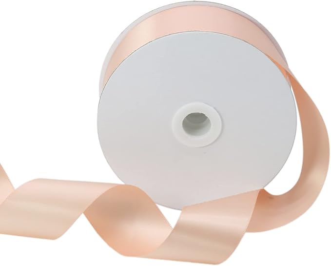 Peach Double Faced Satin Ribbons 1-1/2 inch Flower Boutique Gift Wrapping Ribbon 1.5inch 50yards Fabric Silk Bow Ribbon for Valentine's Day & Mother's Day DIY Crafts Hair Headband-Sewing