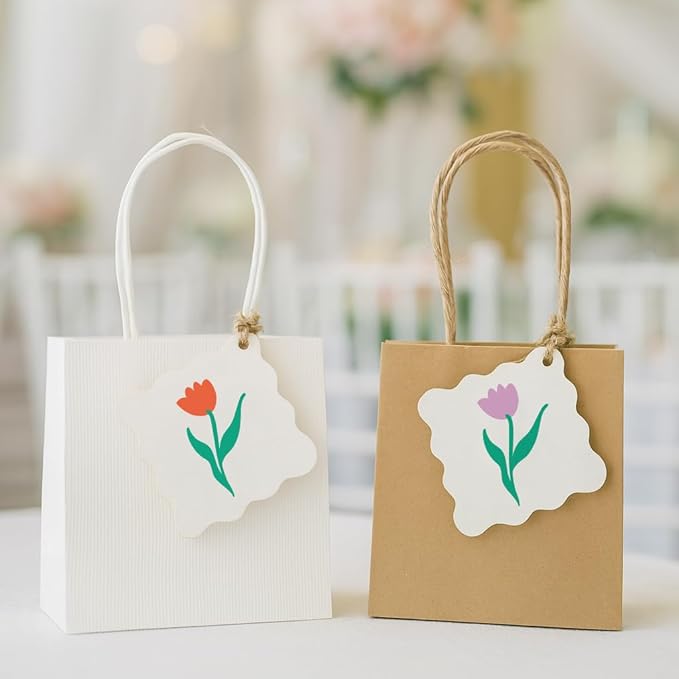 50 Floral Thank You Gift Tags with String Attached, Small Thank You for Celebrating with Us Gift Bag Tags for Presents and Personalized Party Favors - Baby Shower, Wedding, Bridal Shower, Birthday