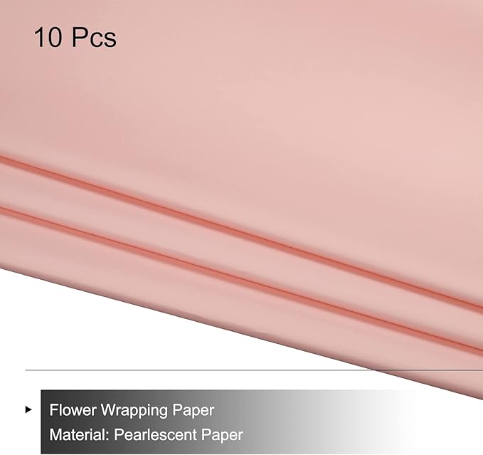 MECCANIXITY 10 Pcs Flower Wrapping Paper 22.8x22.8 Inch Waterproof Florists Wrapping Paper for Florist Bouquet Supplies, DIY Crafts, Gift/Gift Box Packaging Light Pink
