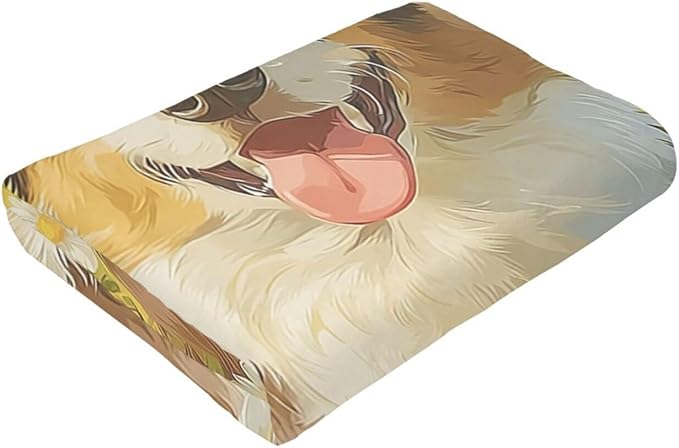 Australian Shepherd Blanket Cute Dog Throw Blanket Puppy Soft Cozy Fleece Fuzzy Stuffed Plush Flannel Animal Gifts for Girls Women Boys Kids Adults 60"X80"