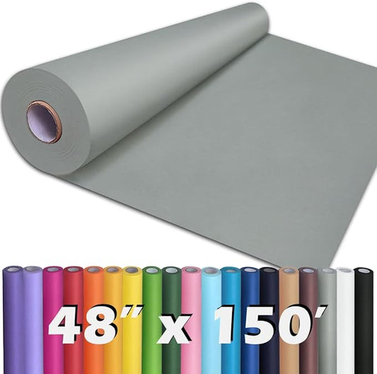 PerkHomy Light Grey Kraft Paper Roll 48" x 1,800" (150') for Gift Wrapping Bouquet Flower Art Painting Craft Writing Packaging Shipping 80GSM 55LB (Light Grey, 48" x 150')