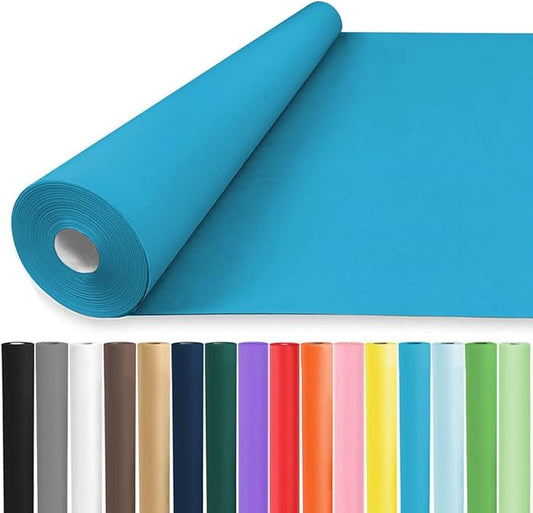 Vanhench 48" x 2520" (210') Lake Blue Solid Color Wrapping Paper, Art Kraft Paper for Birthday Gift, Baby Shower & Bouquet Flower Packing，Poster & Bulletin Board