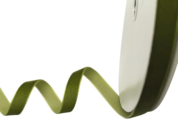 Chenkou Craft 25 Yards 5/8" Velvet Ribbon Lots Bulk (Olive, 5/8"(15mm))
