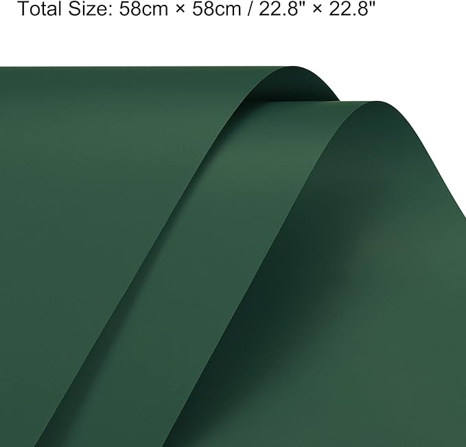 MECCANIXITY 20 Pcs Flower Wrapping Paper 22.8x22.8 Inch Waterproof Florists Wrapping Paper for Florist Bouquet Supplies, DIY Crafts, Gift/Gift Box Packaging Dark Green