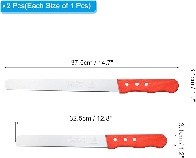 PATIKIL Floral Foam Knife, 2 Pcs 32.5 x 3.1CM, 37.5 x 3.1CM Florist Professional Cutting Knife for Flower Foam Block Cake, Wooden Handle