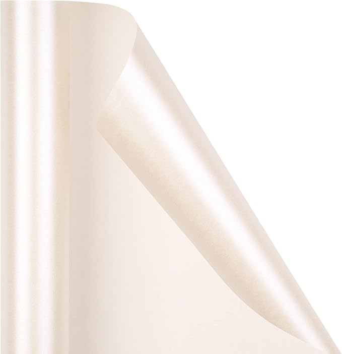 RUSPEPA White Gift Wrapping Paper - Mini Roll - Solid Color Pearly Shiny Silk Paper Perfect for Wedding, Birthday, Baby Shower Neutral, Bridal Shower, Anniversaries,DIY Bouquet- 17 Inches X 16.4 Feet