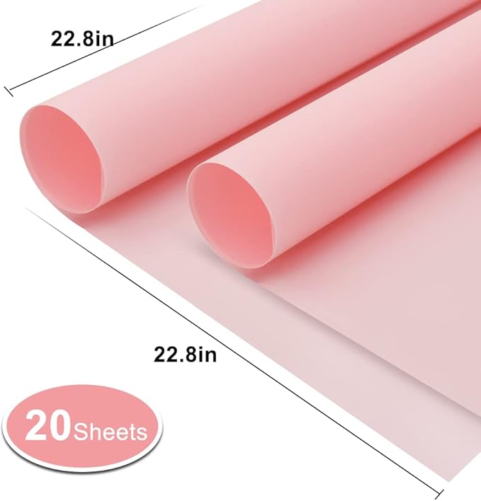 BEISHIDA 20 PCS Pink Floral Wrapping Paper-Matte Waterproof Flower Wrapping Paper Bouquet for Florist Supplies, DIY Crafts, Gift Packaging, Wedding, Birthday Gift