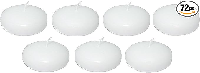 D'light Online Large White Floating Candles 3 Inch Bulk Pack Wax Discs for Events, Weddings, Spa, Home Decor, Special Occasions, Cylinder Vases, Centerpieces, Pool and Holidays - Set of 72 (White)