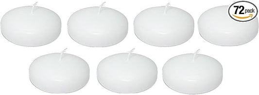 D'light Online Large White Floating Candles 3 Inch Bulk Pack Wax Discs for Events, Weddings, Spa, Home Decor, Special Occasions, Cylinder Vases, Centerpieces, Pool and Holidays - Set of 72 (White)