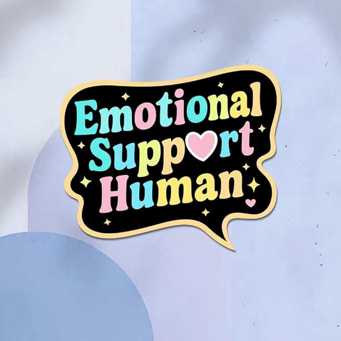 HANDICHI Design 5-Pack 3 Inch Emotional Support Human Stickers – Positive Affirmation Vinyl Decals for Laptops, Water Bottles, Journals and Scrapbooks – Cute Mental Health Self Care Sticker Pack
