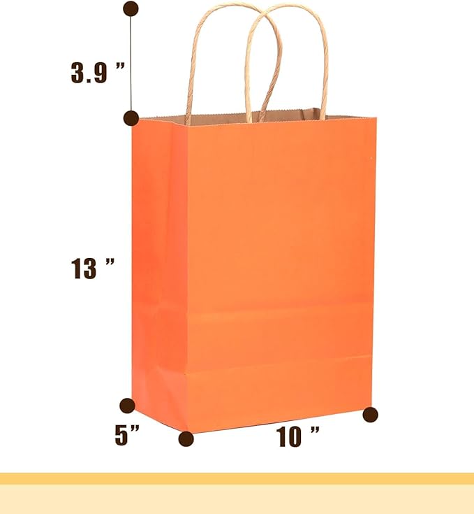 qiqee Large Kraft Paper Bags with Handles Bulk 13"x10"x5" 60-Pack Gift Bags 16 Solid Colors (Large Size) for Wedding, Baby Shower & Birthday Party