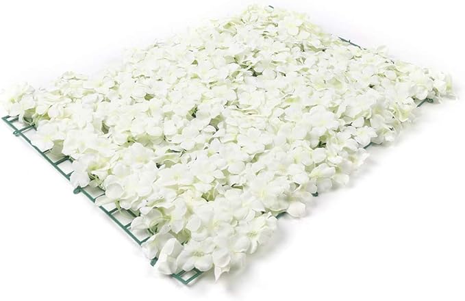 20Pcs 16"x 24" Artificial Flower Wall Panels,Flower Wall Mat Silk Flower Panels for Outdoor Garden Backyard Fence Fence Privacy Screen and Indoor Wall Decor (20Pcs White)