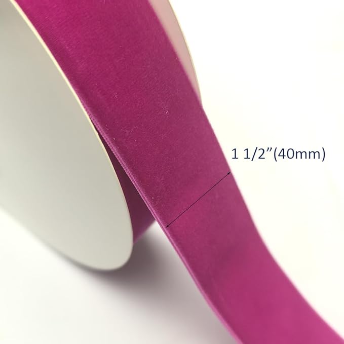 Chenkou Craft Hot Pink 25 Yards/roll 1 1/2" Velvet Ribbon Total 30 Colors Assorted Lots Bulk (Fuschia, 1 1/2"(40mm))