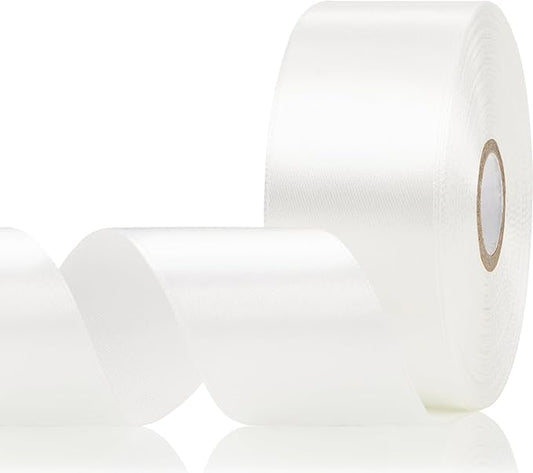 White Satin Ribbon 1-1/2 Inch 30 Yards, White Ribbon for Gift Wrapping, Flower Bouquet, Crafts, Baby Shower, Christmas, Wedding and Bow Making