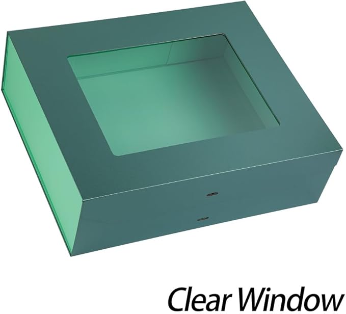 Extra Large Green Gift Box for Presents with Ribbon 19x16x6 Inches Clear Gift Box with Window Magnetic Closure Gift Boxes with Lids