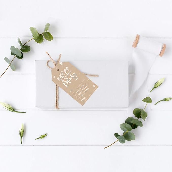 Andaz Press Kraft Brown Christmas Holiday Season Classic Gift Tags, North Pole Express Delivery to from Classic Favor Tags, Snowflake Design, for Holiday Events, Parties, and Favors, 60-Pack