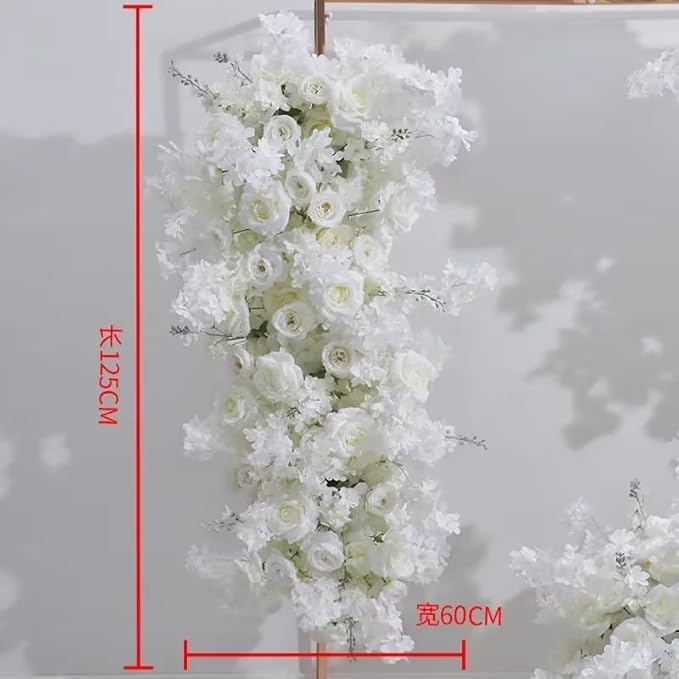 Artificial Cherry Blossom Rose Wedding Arch Flowers, Wedding Welcome Signs Floral Greenery Arrangements, Fake Flower Garland Green Leaves Rose for Home Decor Ceremony Backdrop Decor (Main flower)