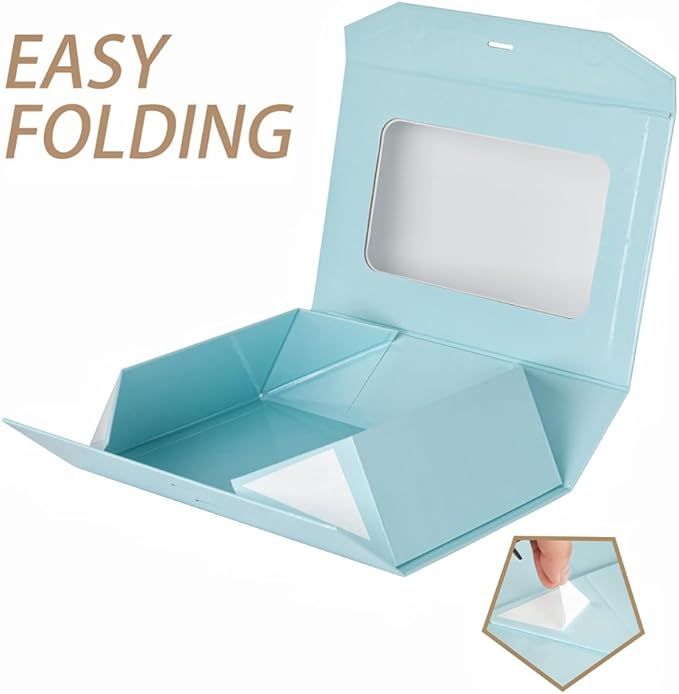 Extra Large Blue Gift Box for Presents with Ribbon 19x16x6 Inches Clear Gift Box with Window Magnetic Closure Gift Boxes with Lids