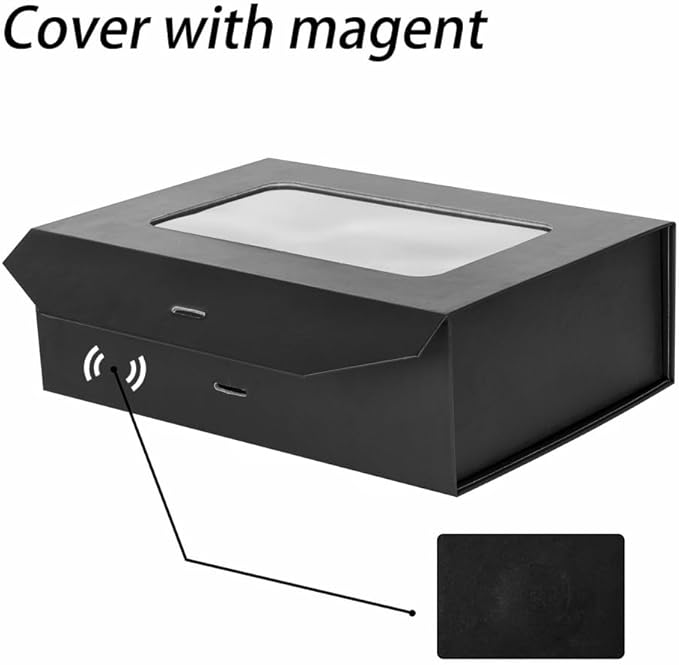 Black Gift Box for Presents with Ribbon 10.8x7.5x3.5 Inches Clear Gift Box with Window Magnetic Closure Gift Boxes with Lids