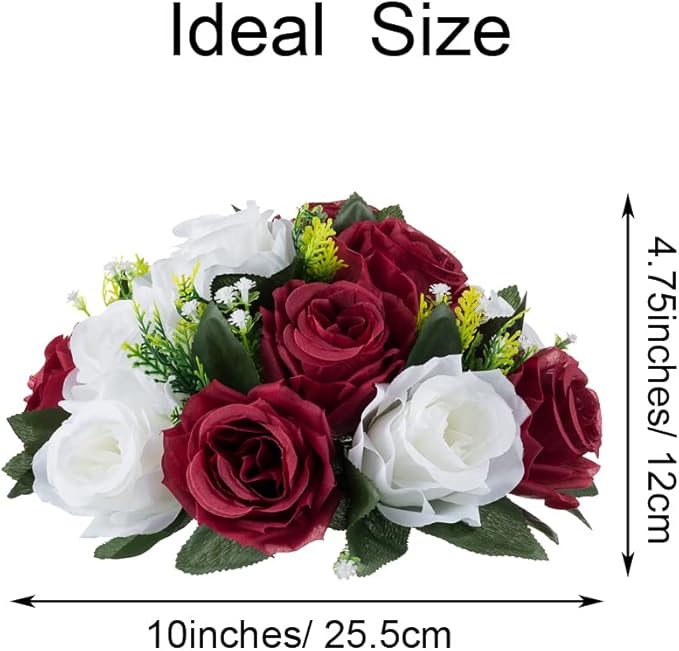 Flower Centerpieces for Wedding Tables: Wedding Table Decorations Burgundy & White Flower Balls Centerpieces for Engagement Cerebration Party Center Pieces 6 Packs