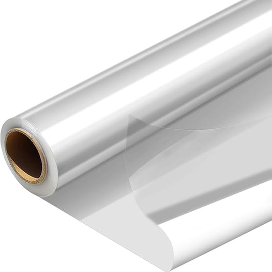 PerkHomy 100Ft Folded Clear Cellophane Wrap Roll 31.5" x 100' 3 Mil Thick Cellophane For Gift Basket Treats Goodie Wrapping Craft Flower Bouquet Plastic (31.5" fold into 16")