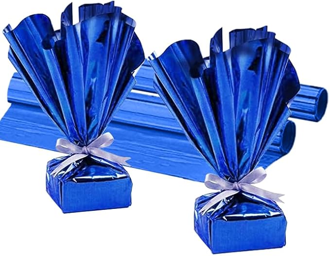 PMU (2 Gift Wrap Mylar Roll Metallic Baby Blue 2-sided, 24 Inches X 25 Ft Roll 1.4 Mil Highly Reflective Mylar Film, Great for Gifts, Birthdays, Christmas, Baskets, Arts & Crafts