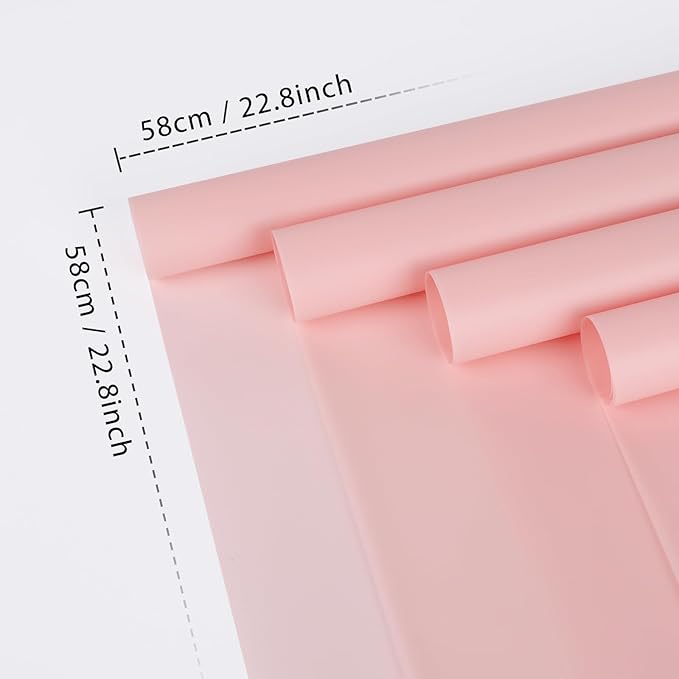NESCCI 20 Sheet Flower Wrapping Paper - Waterproof Floral Bouquet Wrapping Paper, Florist Supplies Packaging Paper for Wedding Birthday Gift DIY (Light Pink)