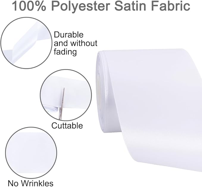 TONIFUL White Satin Ribbon 3 Inch X 25yds Solid Silk Ribbons for Gift Wrapping, Craft, Floral Bouquets, Valentine's Day Christmas Gift Wrapping, Party Wedding Decoration,Halloween