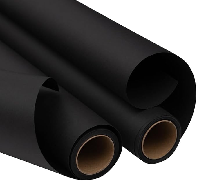 JAM Paper Gift Wrap - Matte Wrapping Paper - 52.6 Sq Ft Total (17 in x 18 Ft Each) - Matte Black - 2 Rolls/Pack