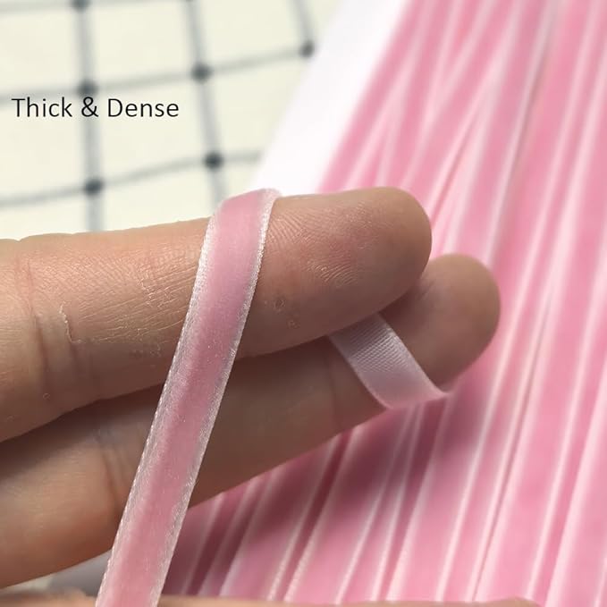 Chenkou Craft Pink 25 Yards 1/4" Velvet Ribbon Lots Bulk (Pink, 1/4"(6mm))