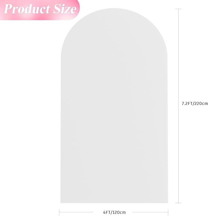 Wokceer 7.2FT Wedding Arch Backdrop Cover Spandex Fitted White Wedding Arch Covers Round Top Chiara Arches Backdrop Cover for Birthday Party Ceremony Banquet Decoration