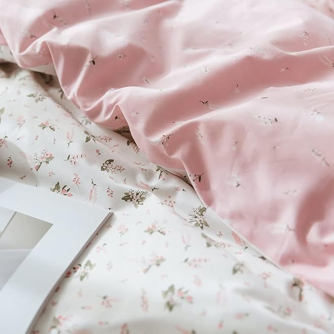 Floral Comforter Set Full Soft Bedding Comforter Set 3 Pieces Garden Style Pink Flower Print Botanical Flowers Comforter Set for All Seasons 1 Comforter and 2 Pillowcases (Floral, Full)