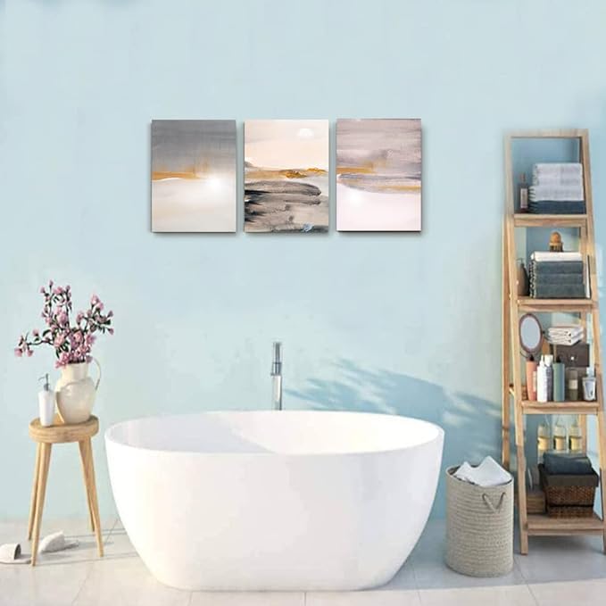 MHARTK66 Wall Decor For Living Room Canvas Wall Art For Bedroom Fashion Wall Decorations For Office Mountain Abstract Ink Paintings Framed Ready To Hang Pictures Artwork Home Decoration 3 Pieces